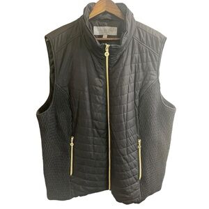 Marc New York Andrew Marc Black Quilted Vest with Gold Hardware Zippers Size 3X